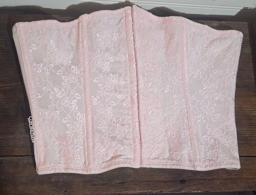Vintage Pink Lace Corset Top Cottagecore Coquette Bustier Size 2XL 46 Curvation